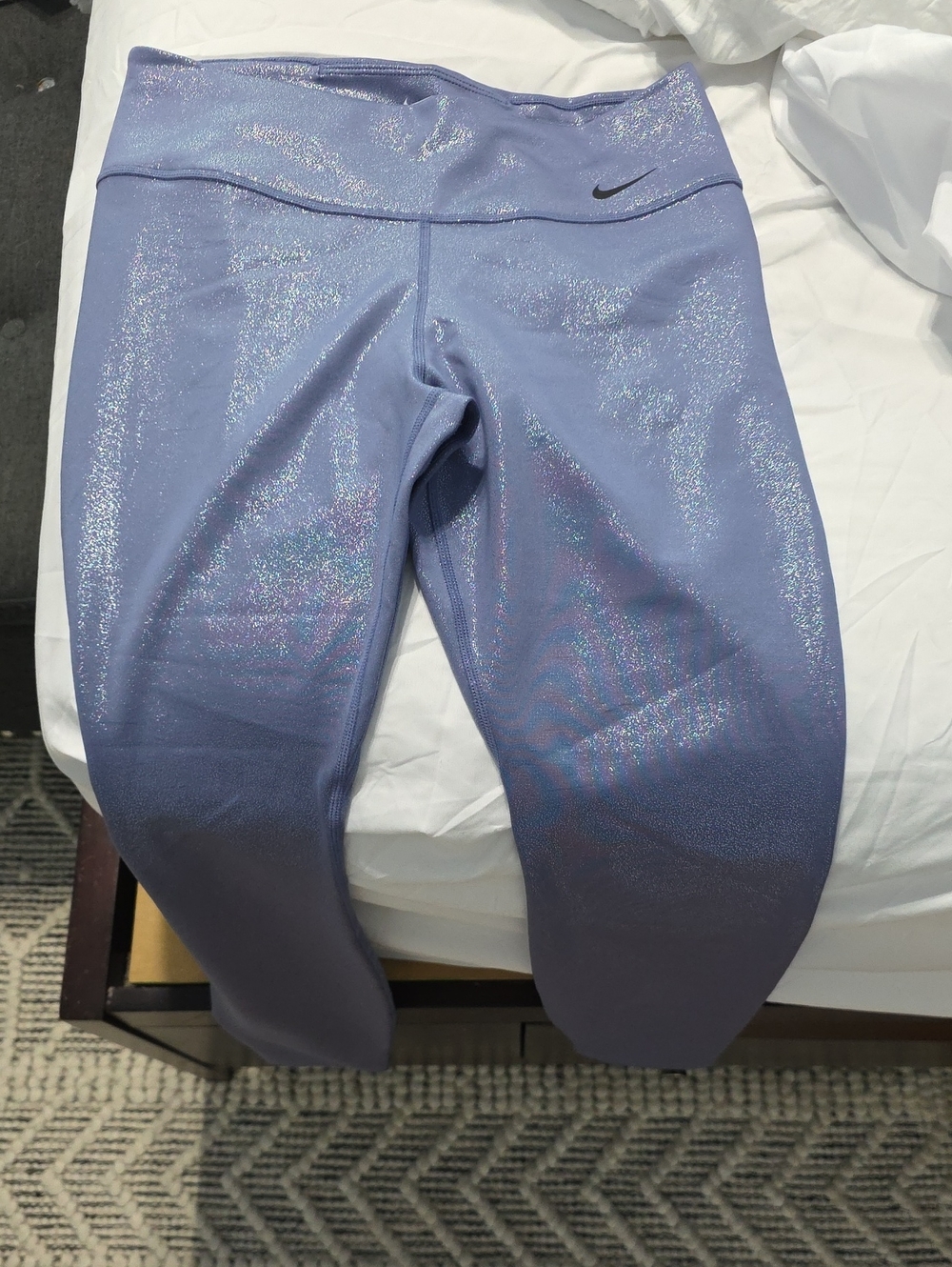Nike Lavender Shimmer Leggings with Black Swoosh